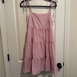 Pink Lily Red & White Striped Baby Doll Dress